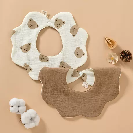 Double-sided + middle waterproof bib [bear head]