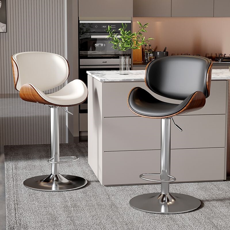 Modern Minimalist Front Desk Swivel Stool with Backrest for Home Use, Bar Cashier Desk Chair, Adjustable Height Stool