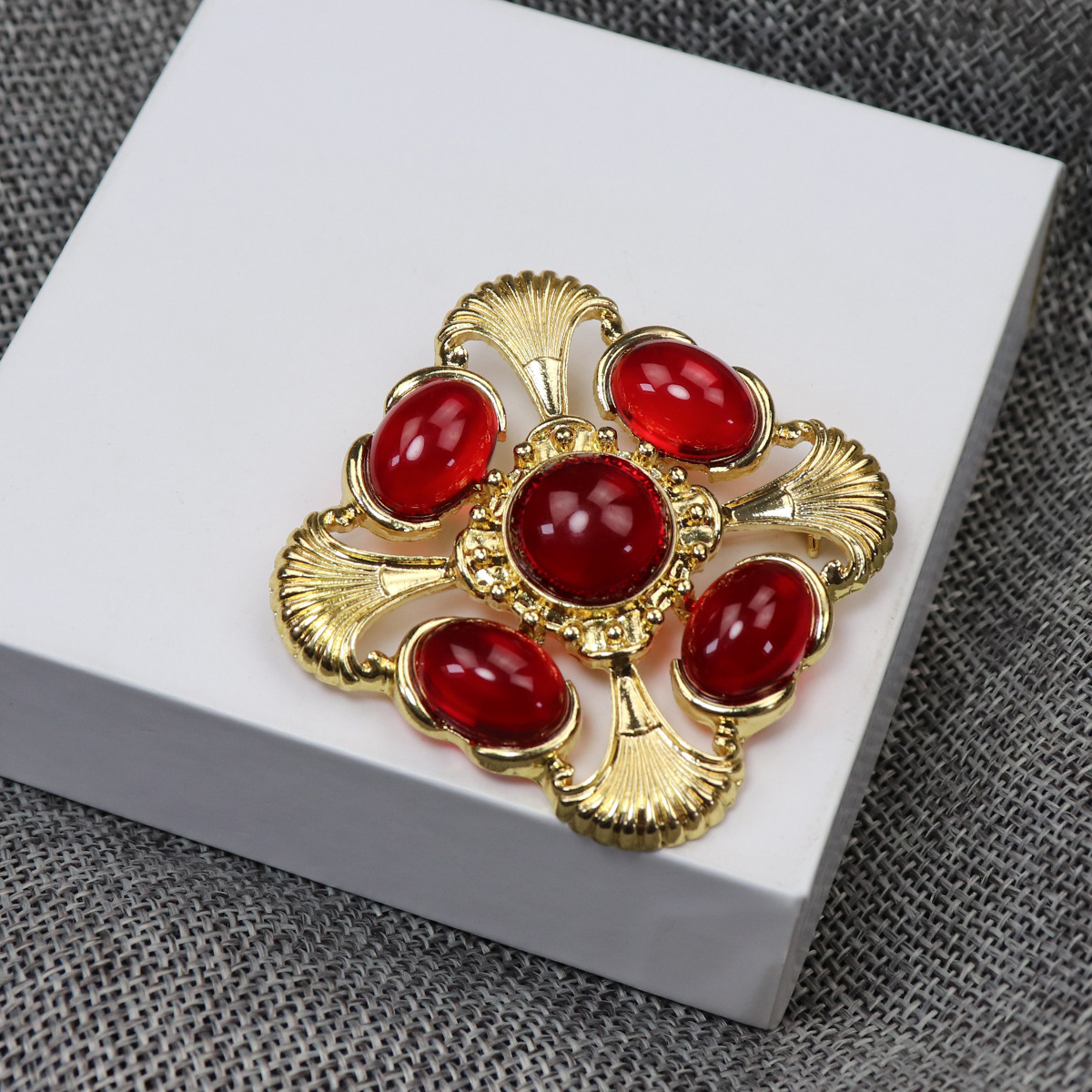 Mid-ancient replica vintage Hollow Cross Square colored glaze brooch necklace pendant dual-use marking