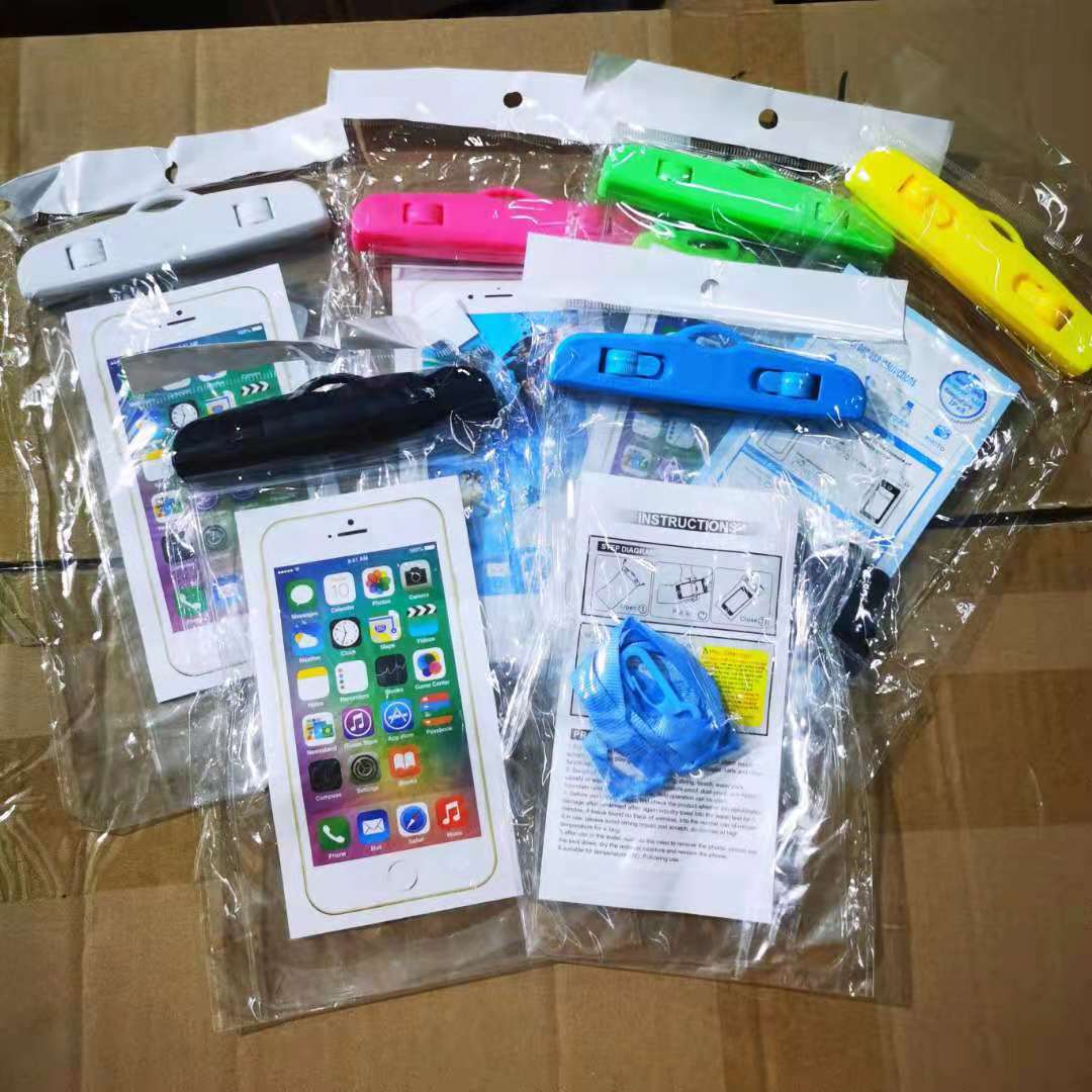 Tri-fold protector Velcro bolsa impermeable transparente PVC pantalla táctil teléfono móvil natación deriva de dibujos animados teléfono móvil caso impermeable