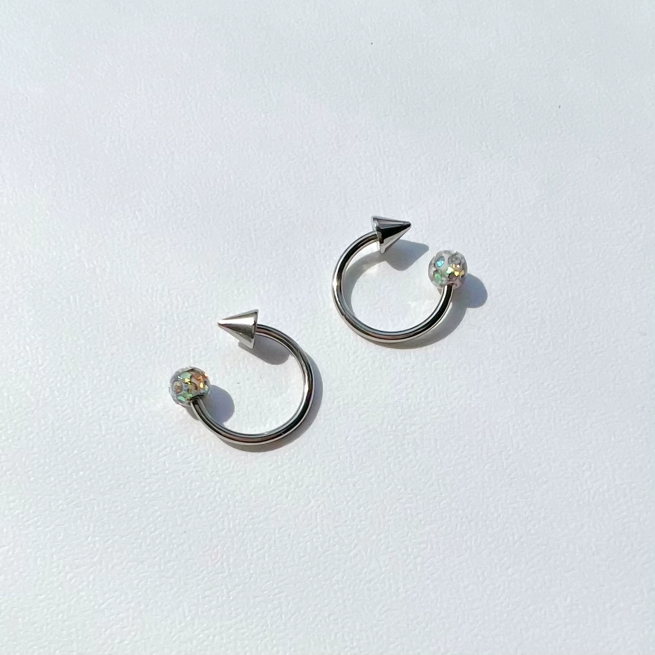 Lip Piercing Barbell, 1.2 mm Gauge, Lengths 8 / 10 / 12 mm, Crystal Top