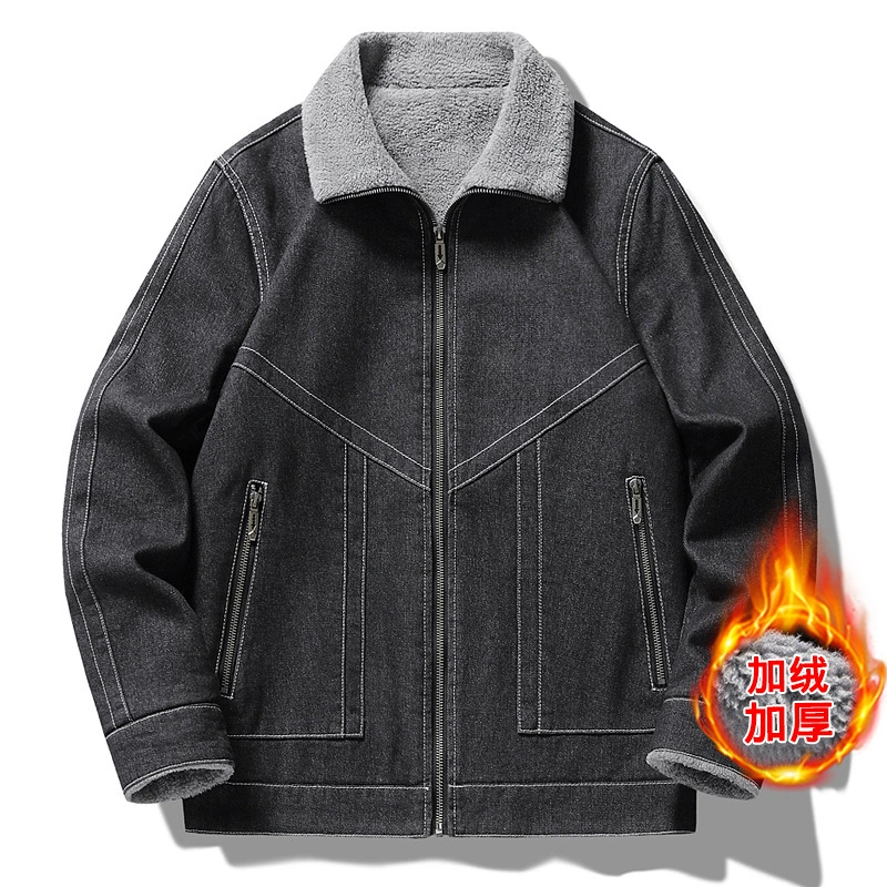Джинсовая куртка, Мужская осенне-зимняя новая простая куртка больших размеров в Корейском стиле, выстиранный мотоциклетный Топ больших размеров, мужская куртка с хлопковой подкладкой