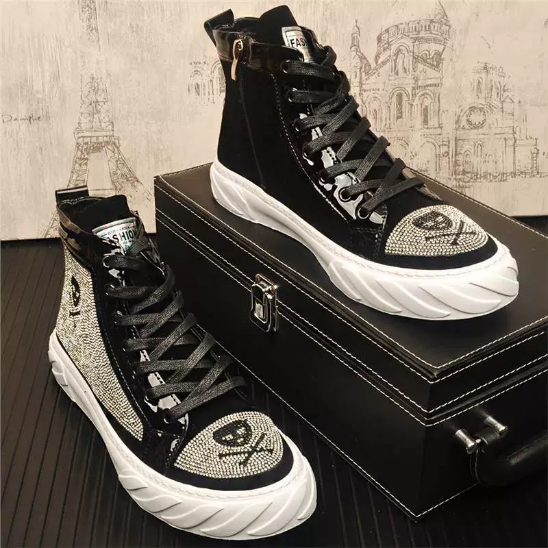 Высокая обувь гонконгского бренда Tide модная индивидуальная обувь со стразами для мужчин