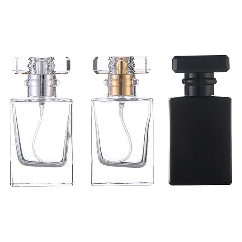 30ml50ml botella de perfume de vidrio de boca de tornillo avanzado líquido sub-embalaje botella de spray cuadrado maquillaje botella vacía de alta gama