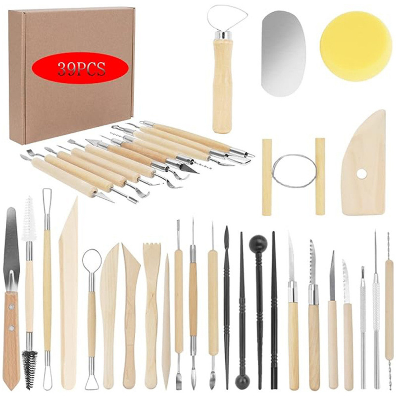 Herramientas de cerámica transfronterizas de acero inoxidable bola varilla de piedra plástica arcilla conjunto de barro de cerámica herramientas manuales escultura cuchillo penetración