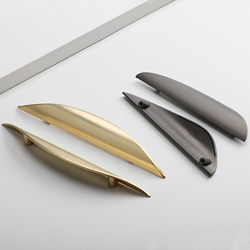 Modern simple curved pair of handles gray gold cabinet wardrobe door handle piece-mounted drawer furniture handle