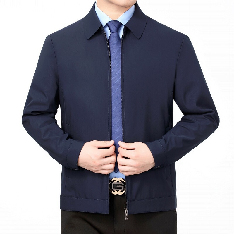Light Luxury High-End Men's Jacket 2026 Spring and Autumn Thin Style Premium Middle-Aged Dad's Coat Non-Iron Casual Men's Jacket