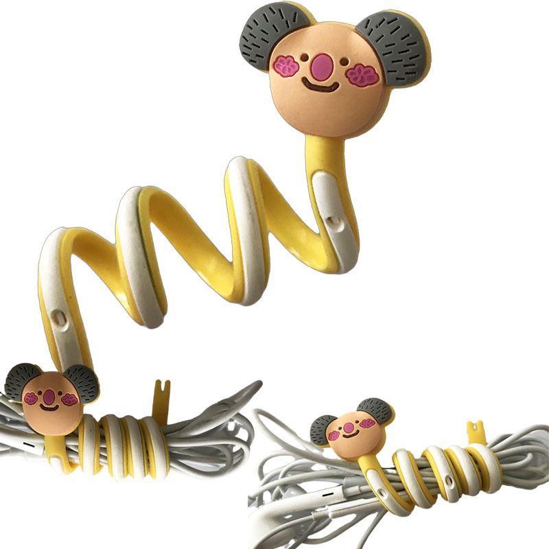 厂家定制pvc软胶数据线绕线器 卡通长条型耳机线理线器集线器