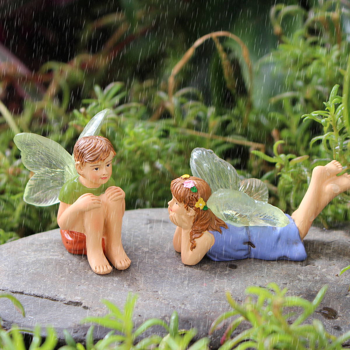Spring New Product Creative Boys and Girls Resin Ornaments Garden Courtyard Terrace Decoration Flower Fairy Landscaping Ornaments Now