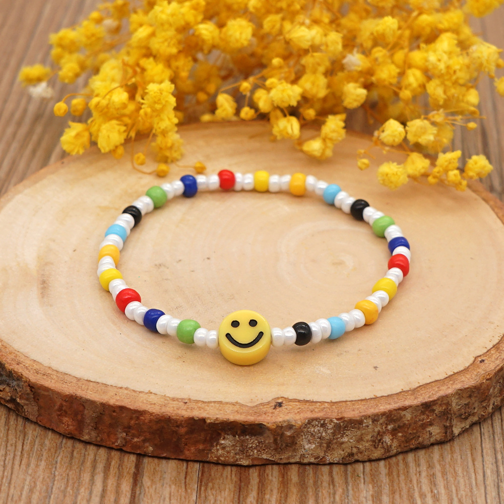 Yellow Smiley Face Acrylic Color Rice Bead Bracelet Wholesale Jewelry Nihaojewelry display picture 2