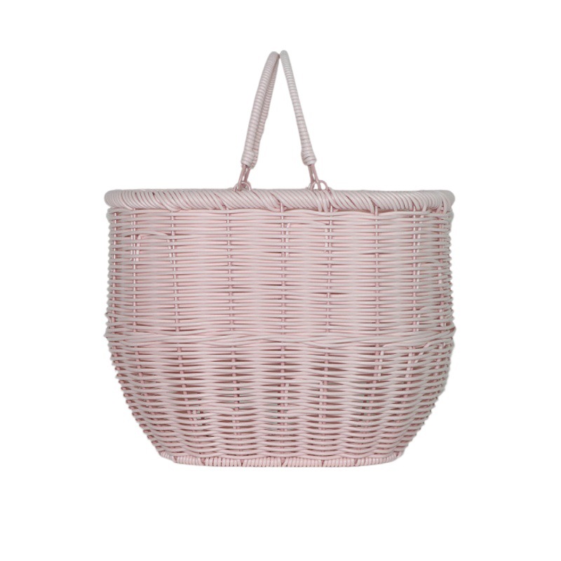 Ins estilo de almacenamiento de la cesta portátil PE Rattan cesta tejida flor floral arreglo floral azul portátil