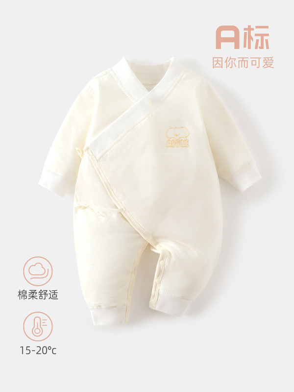 婴儿蝴蝶衣a类50克夹棉新生儿和尚服无骨宝宝爬服秋冬婴儿连体衣|undefined