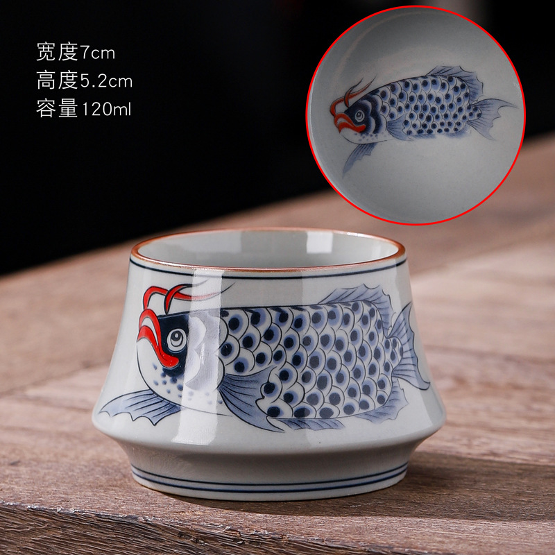 Taza de cerámica retrógrada de color azul taza de hogar taza de bebida taza personal de gran capacidad taza de té cocinada horno taza de té