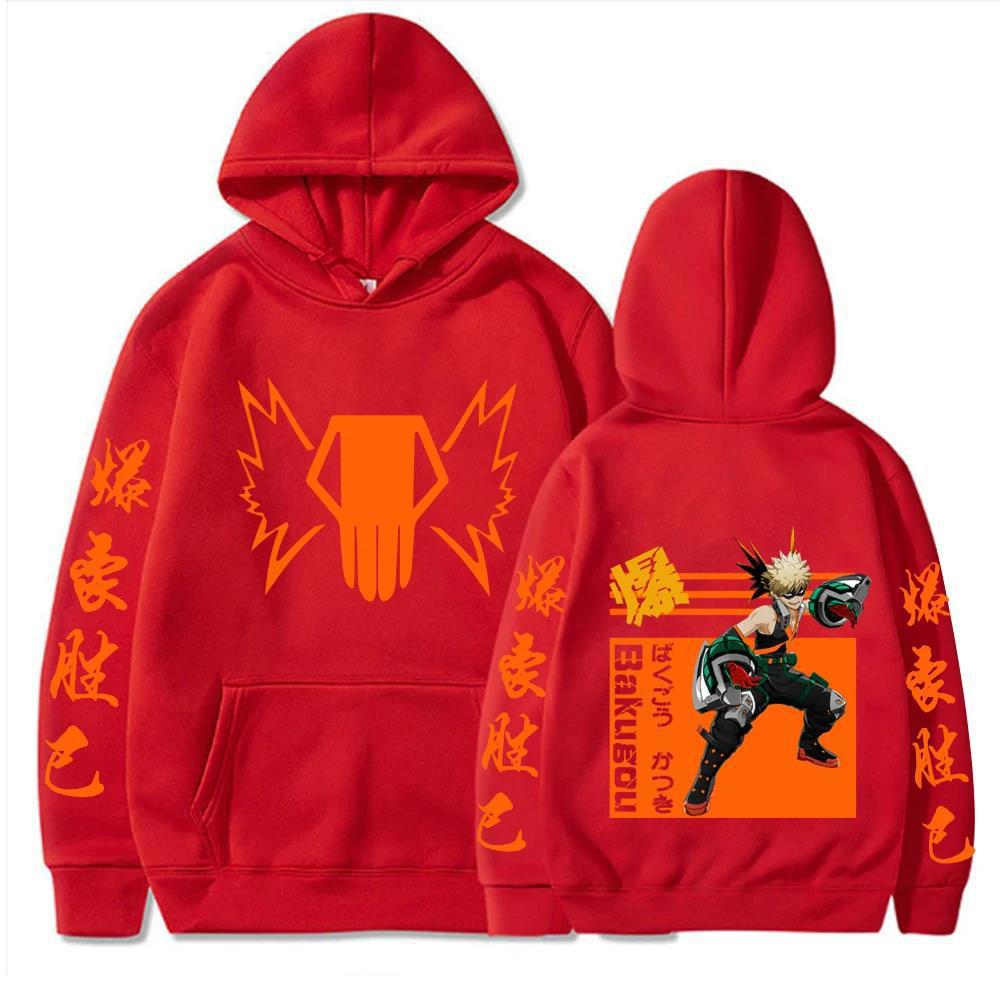 Japan Anime My Hero Academy Bakugou Katsuki Hoodies Women M