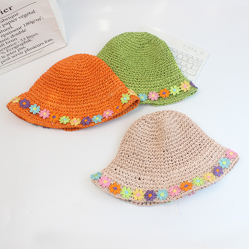 Girl's Retro Flower Flowers Straw Hat display picture 5