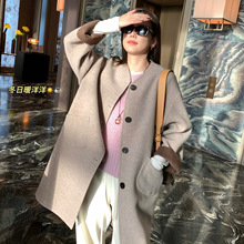 ------------BE1105B 实拍！日系复古澳洲纯羊毛双面双色毛呢大衣