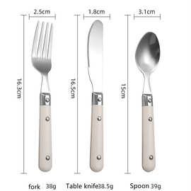 食品级加厚不锈钢儿童餐具家用法式铆钉酒店牛排刀西餐刀叉勺