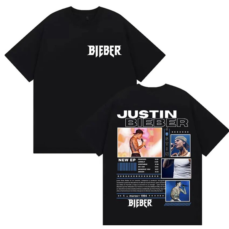 【European Size Cotton T-Shirt】Rapper Justin Bieber Album 2025 Merchandise T-Shirt Men's High-Quality Replica 【European Size Cotton T-Shirt】Rapper Justin Bieber Album 2025 Merchandise T-Shirt Men's High-Quality Replica