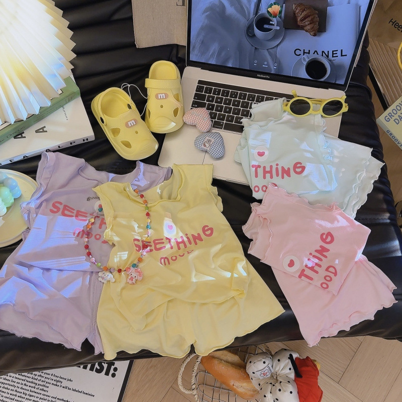 Children's Modal Vest Suit Summer Thin Girls Suit Two-Piece Set Boys Sleeveless Shorts Children's Clothing Wholesale