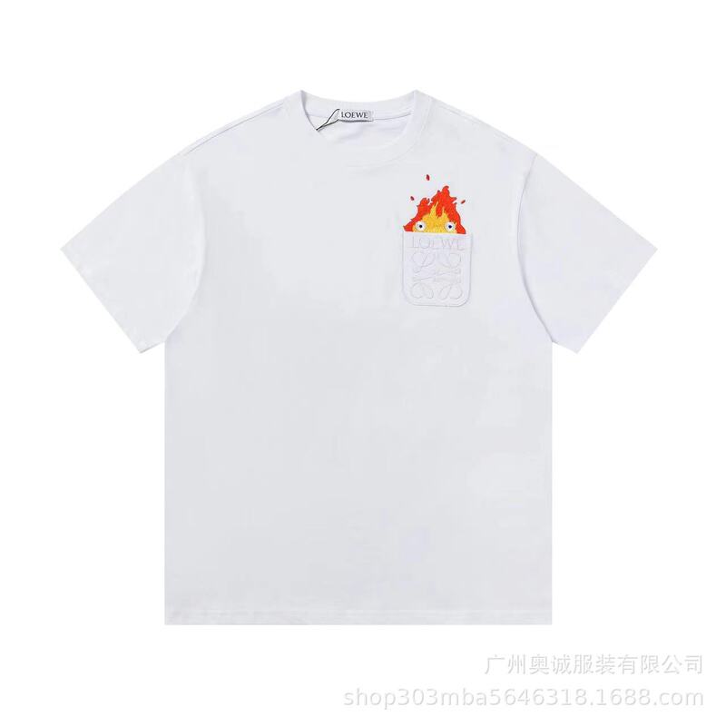 クロスボーダー 25ss Luojia 刺繍ロゴ クラシック ファッション ルーズ コットン Tシャツ カジュアル 半袖 男女兼用 カップル用|undefined