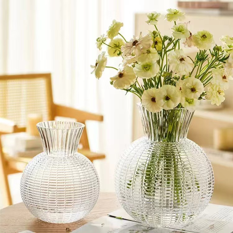 Creativa sala de estar de vidrio flor floral vase transparente flor seca decoración hidropónica gran estómago linterna vase decoración para el hogar