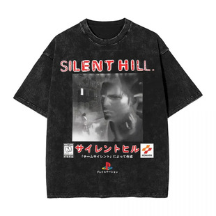 Silent Hill 1 Cover Art Design Washed T-Shirt Men Hor����T��