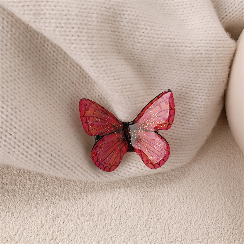 Super Fairy Retro Simulación Púrpura Azul Mariposa Clip Exquisito Flash Fino Clip de flequillo Horquilla Clip lateral Clip de pico de pato Accesorios para el cabello de todo fósforo