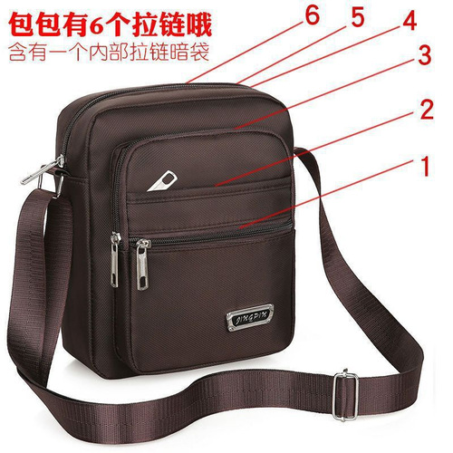 Cross-border wholesale men's crossbody bag waterproof and wear-resistant slim wallet fashion multiple zipper backpack business travel shoulder bag