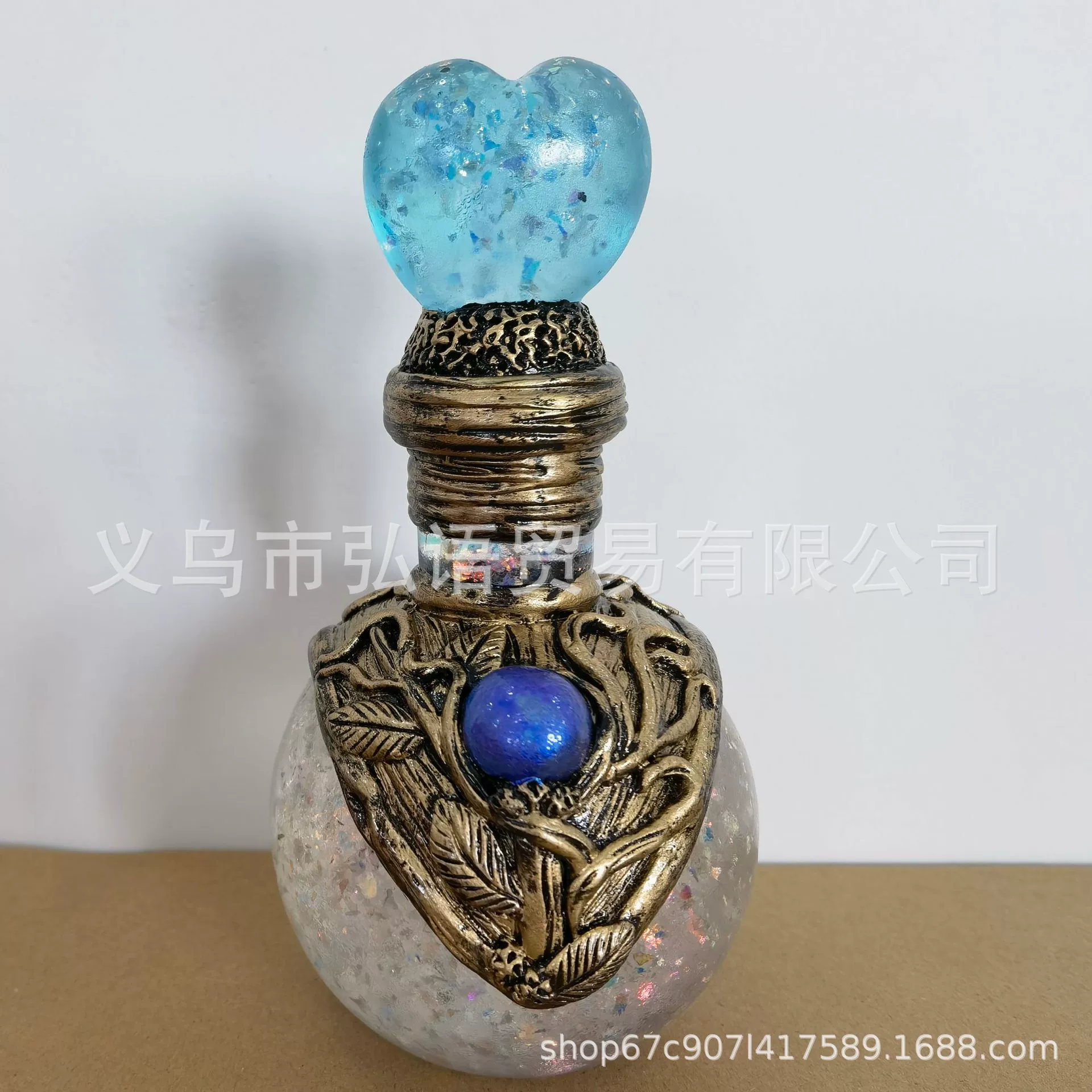 Decorative Moon Bottle, Resin mermaid-halo ornament for indoor desktop, 14.5×8 cm, 300 g