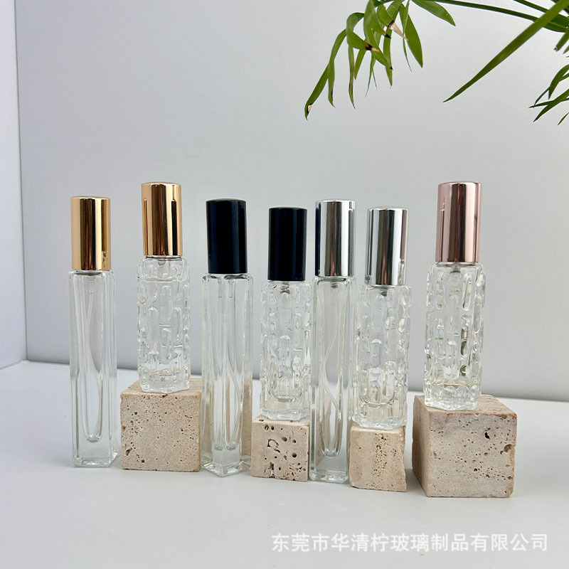 10ml香水喷雾瓶 细高长方形 透明玻璃分装瓶  护肤化妆品包材空瓶