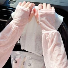 レースアンドロメダ風日焼け止め氷袖薄手運転日焼け止めゆるい涼感保護袖女氷糸袖カバー夏通気