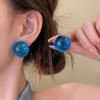 14# ice blue ball earrings