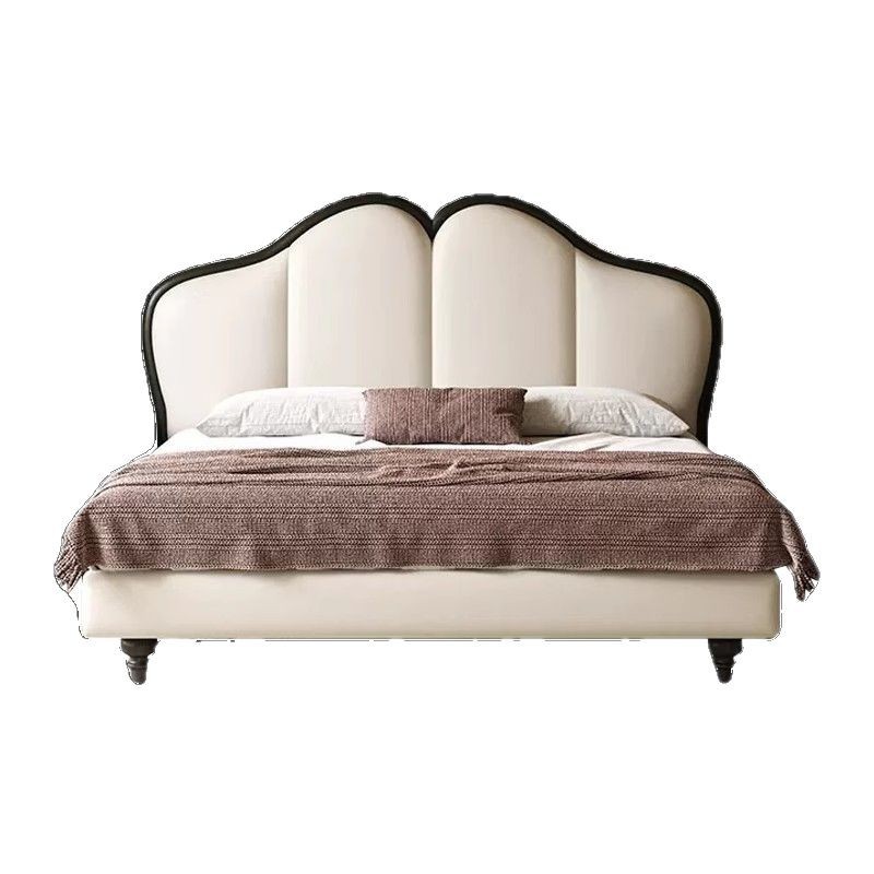 Cama de boda francesa retro cama mariposa moderna simple cama principal cama queen de alta gama atmósfera almacenamiento cama doble de cuero