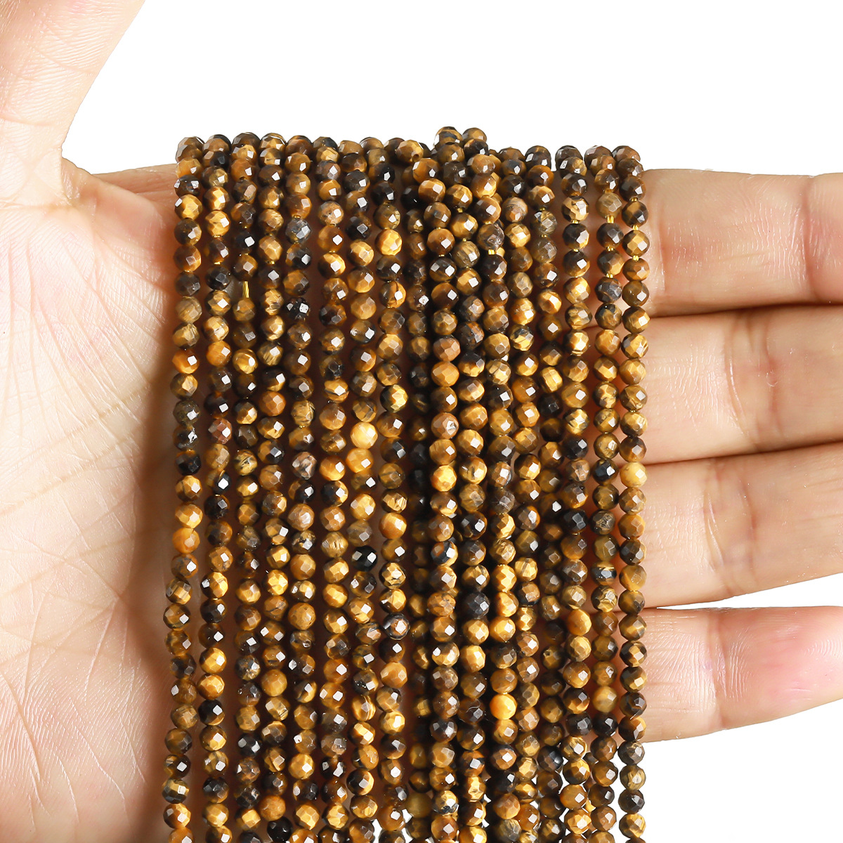 Jingde Jewelry Fideos de fútbol Pulsera de cuentas sueltas de piedra de ojo de tigre amarillo natural Cuentas semiacabadas Accesorios de joyería de bricolaje al por mayor