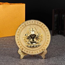 准提镜 准提佛母菩萨准提摆件 金属材质 直径14cm 带支架红色盒装