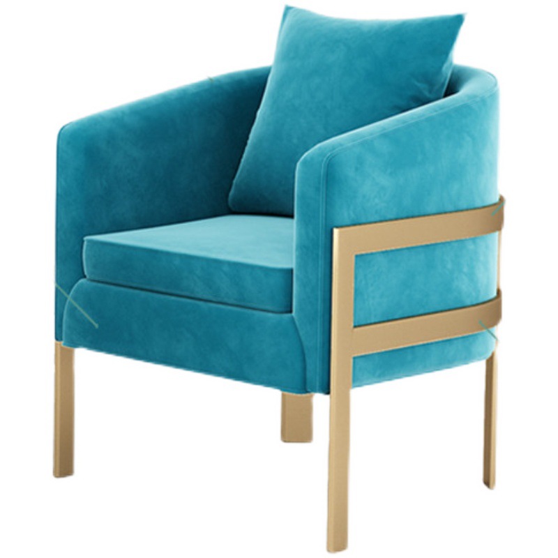 现代简约铁艺单人设计师沙发椅客厅休闲接待品质北欧轻奢洽谈桌椅