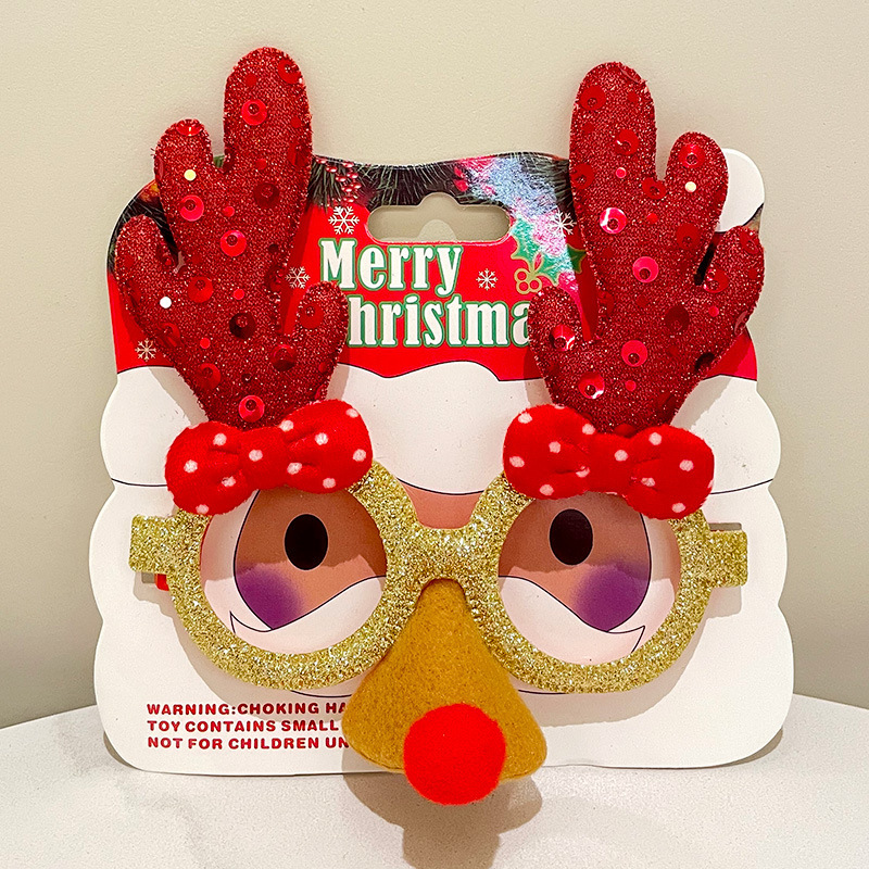Nuevo marco de gafas de plástico feliz navidad para adultos y niños fiesta de disfraces accesorios de Navidad al por mayor