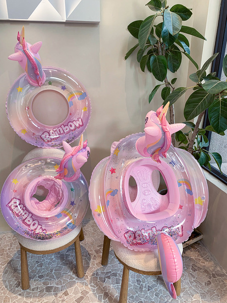 Children's fashionable rainbow inflatable swimming ring