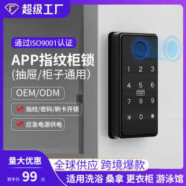 鞋柜指纹柜门锁储物柜桑拿锁抽屉指纹锁家用密码门办公室铁皮柜