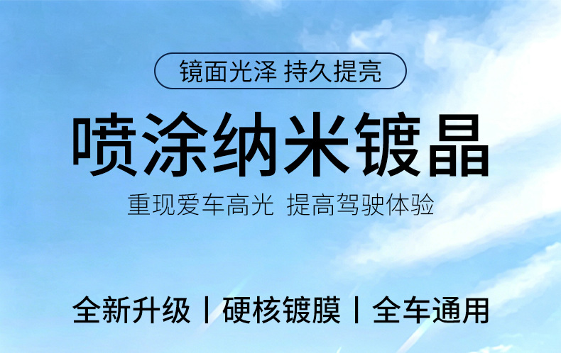 Factory Direct Sales of Nano Crystal Coating Agent, Powerful Water Repellent, Brightening Car Paint, Sun Protection, Anti-Fouling Maintenance, One Spray, One Wipe