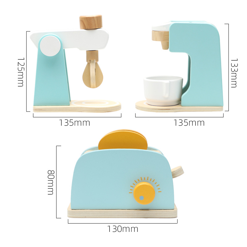 Simulación de madera para niños, máquina de pan de juego, simulación de bebé, desayuno, juguetes de cocina educativos interactivos entre padres e hijos
