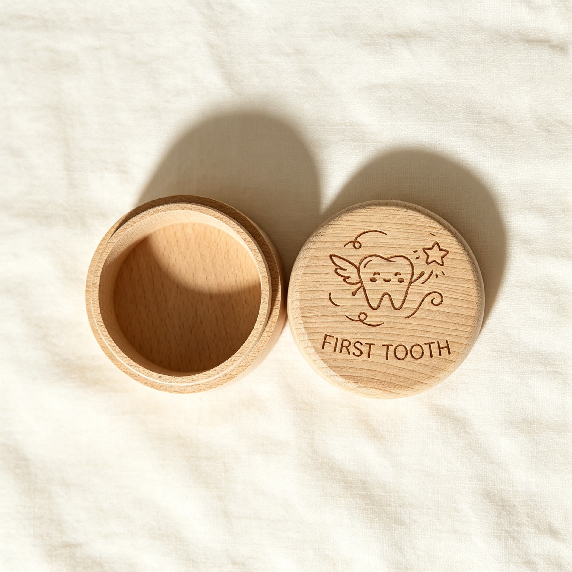 Caja de cambio de dientes para bebés Caja de dientes de madera maciza Caja de almacenamiento de dientes Caja de almacenamiento de dientes de cabello umbilical Caja de madera conmemorativa