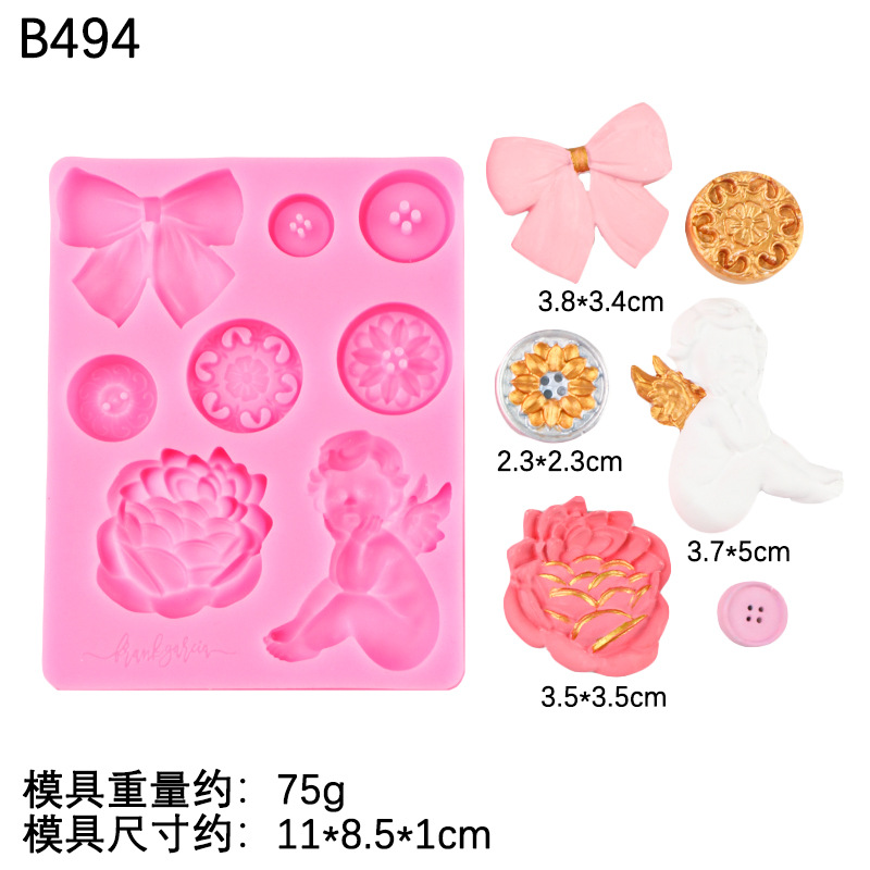 Alas de ángel, fondant, pastel de chocolate, decoración, pegamento hecho a mano, botón de lazo, molde de silicona de angelito