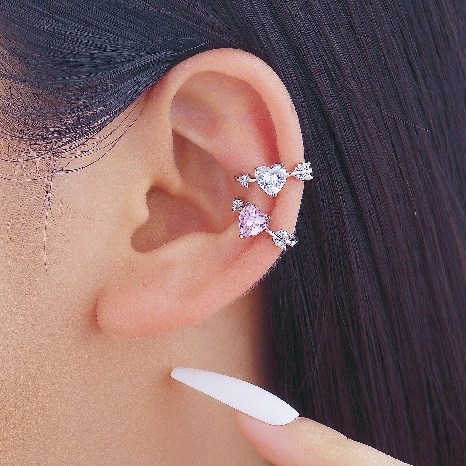 Nuevo Cupido flecha de orejas clip de hueso una flecha perforante flash taladro sin agujero de orejas clip de orejas ins aire aretes dulces image 3