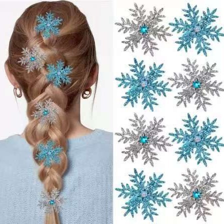 Elsa Snowflake Hairpin New Year's Shiny Small Snowflake Hairpin Autumn and Winter Side Clip Bangs Clip Hairpin Christmas Hair Accessories