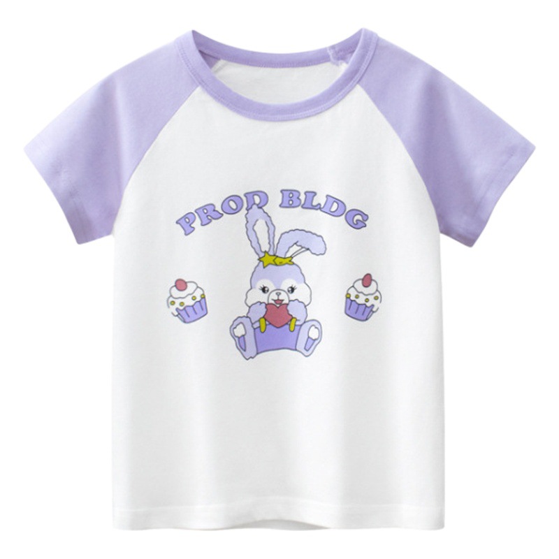 27 hogar estilo coreano ropa para niños al por mayor 2024 verano nuevas niñas tops conejo Camiseta de manga corta un envío