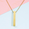 Fashionable rectangular necklace stainless steel, three dimensional pendant, simple and elegant design, European style, mirror effect