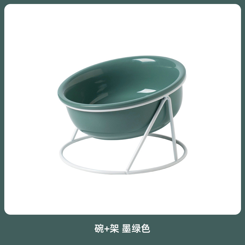 Tazón de gato de cerámica tazón de comida para gatos tazón de perro tazón de bebida tazón de comida protección cervical suministros para mascotas tazón de cerámica doble gato