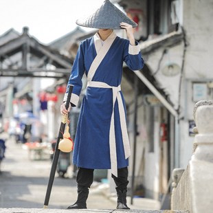 Spring and summer new ancient costume costume Chinese style men's clothing COS chivalrous man Film and Television shooting props costume trench coat men