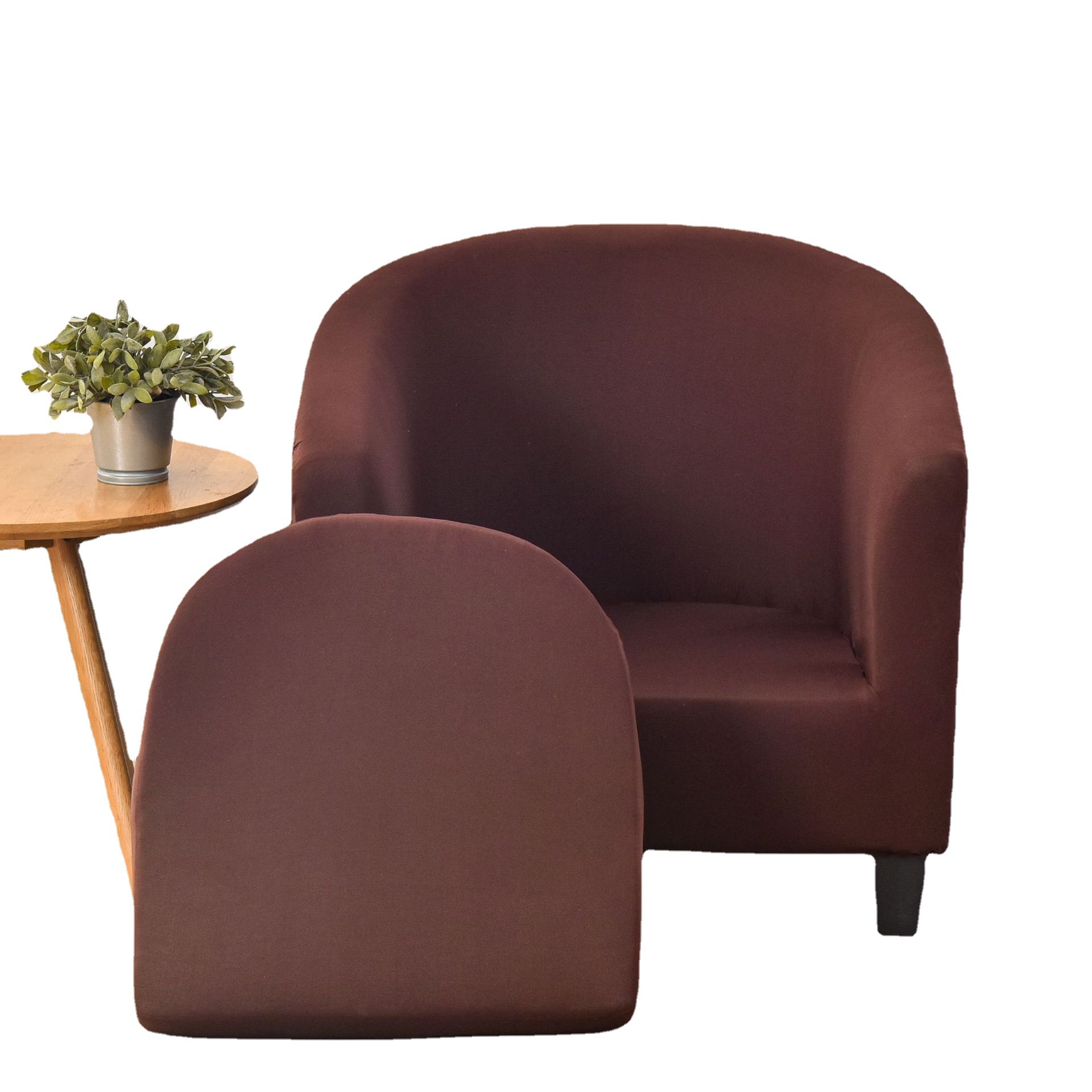 Cross-Border European Style Solid Color Elastic Full-Cover Semi-Circular Bathtub Double-Layer Split Sofa Cafe Hotel_voghion.com